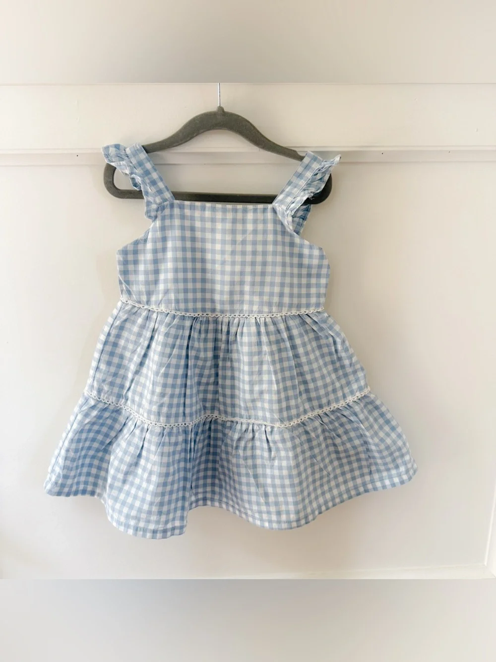 Two Like New Toddler Girls Dresses, Blue Gingham & Hearts Denim Dress, Size 3T